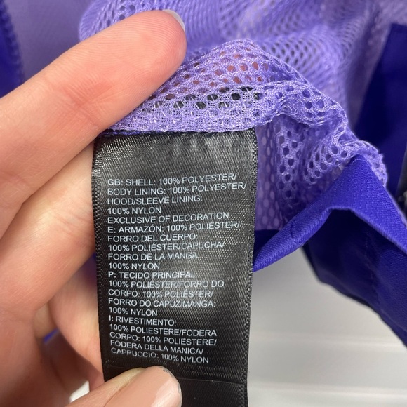 The North Face Purple Hooded Full Zip Windbreaker/Rain Jacket EUC XL Girls - Picture 4 of 17